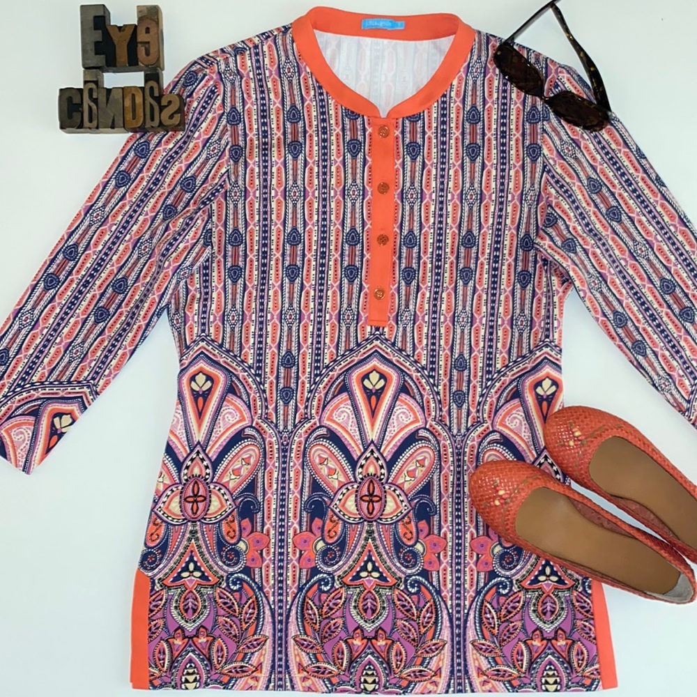 J. McLaughlin ‘Biscayne’ Banded Neck Tunic Top